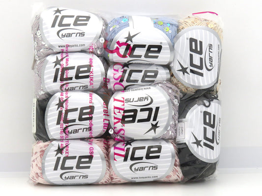 Mixed Lot Multicolor Cotton Paillette Yarns fnt2-82884