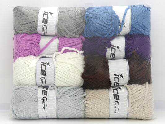 Mixed Lot Multicolor Chenille Baby Yarns fnt2-83095