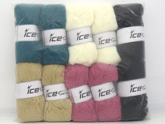 Mixed Lot Multicolor Angora Glitz Yarns fnt2-83674