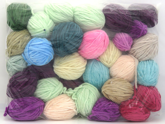 Mixed Lot Multicolor Chenille Baby Leftover Yarns fnt2-83704