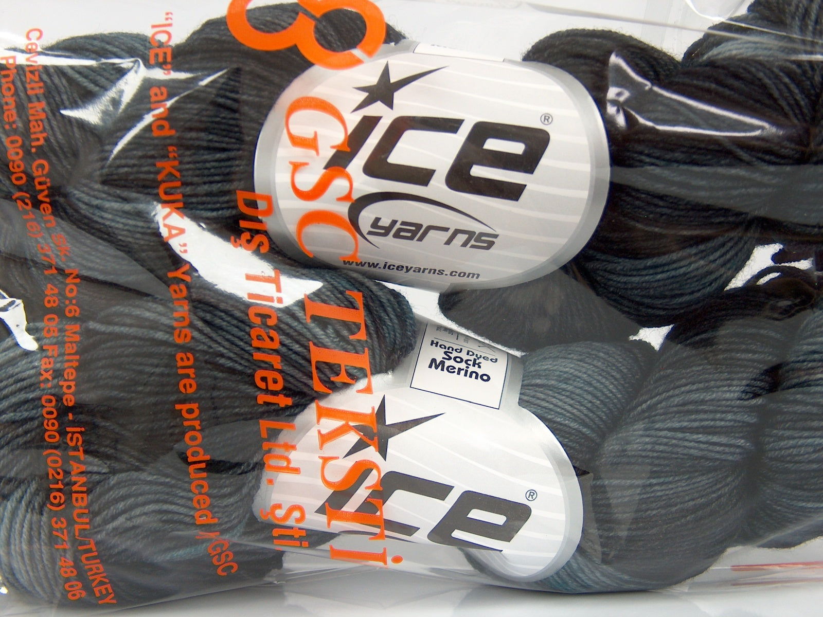 Hand Dyed Sock Merino Grey Shades, Turquoise fnt2-76798