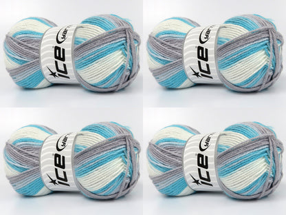 Baby Bamboo Magic Turquoise, Grey, Baby Blue, White fnt2-83601