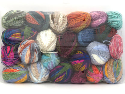 Mixed Lot Multicolor Self Striping Acrylic Leftover Yarns fnt2-83698