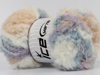 Bunny Fur Multicolor Pastel Turquoise, Light Salmon, Light Lilac, Cream fnt2-83867